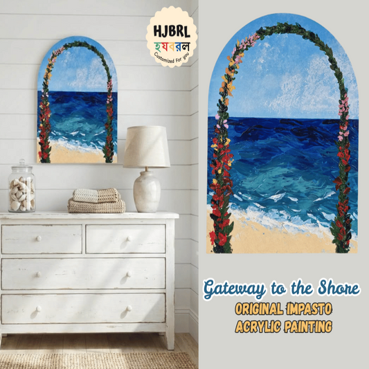 Gateway to the Shore : Original Impasto Acrylic Painting - 40.5X30.5 cms arched