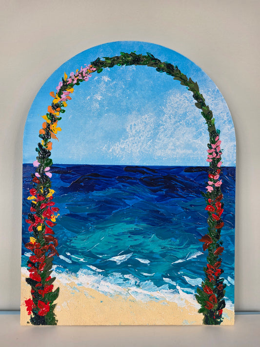 Gateway to the Shore : Original Impasto Acrylic Painting - 40.5X30.5 cms arched