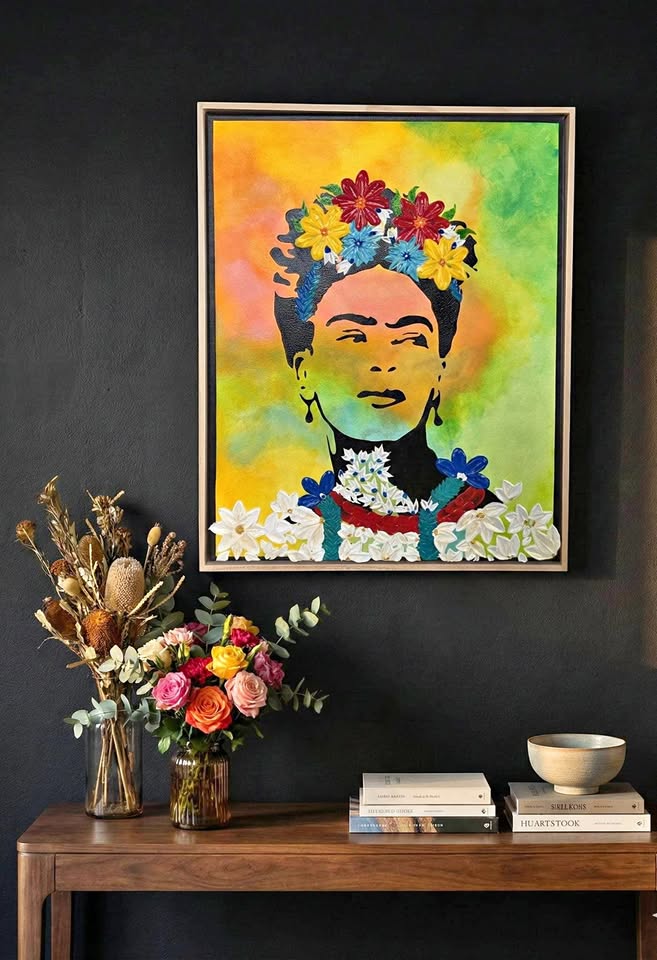 Fiery Frida- Handmade Texture ART - 30X40 cm