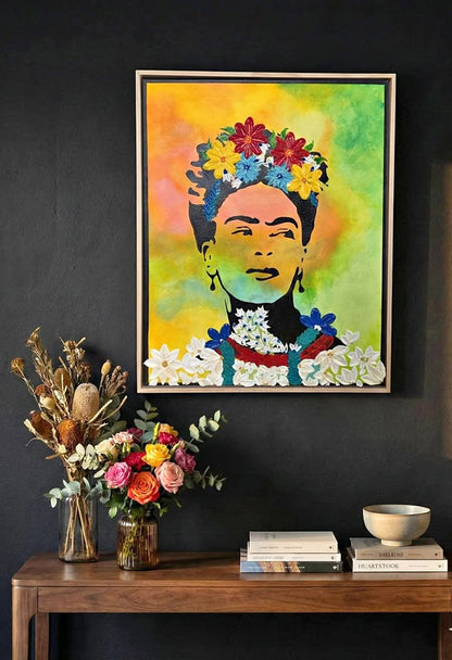 Fiery Frida- Handmade Texture ART - 30X40 cm
