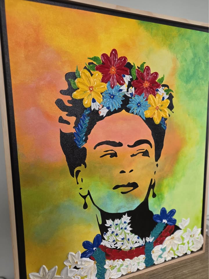 Fiery Frida- Handmade Texture ART - 30X40 cm