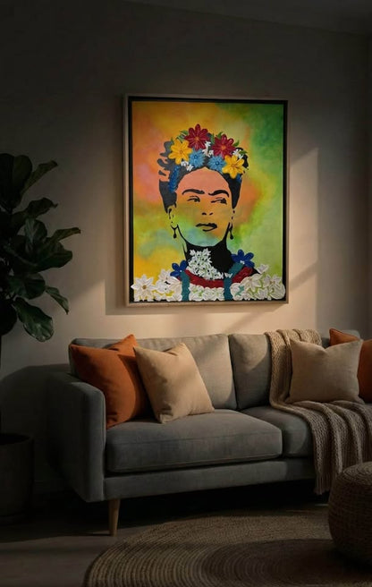 Fiery Frida- Handmade Texture ART - 30X40 cm