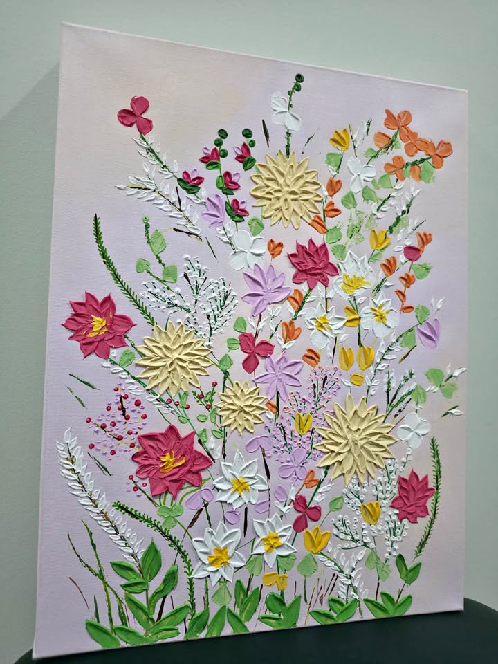 The Gentle Garden - Handmade Texture ART - 30X40 cm