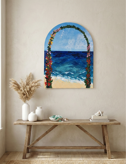 Gateway to the Shore : Original Impasto Acrylic Painting - 40.5X30.5 cms arched