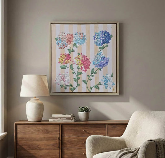 Hydrangea Bloom- Handmade Texture ART - 30X30 cm