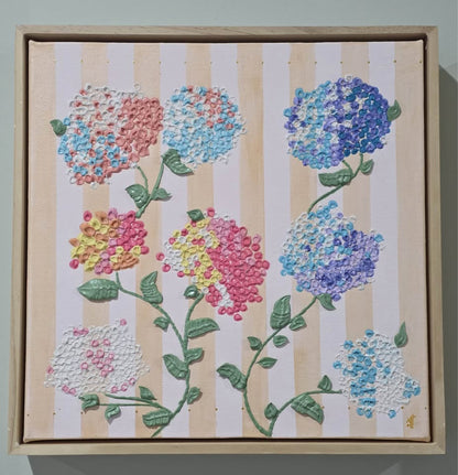 Hydrangea Bloom- Handmade Texture ART - 30X30 cm