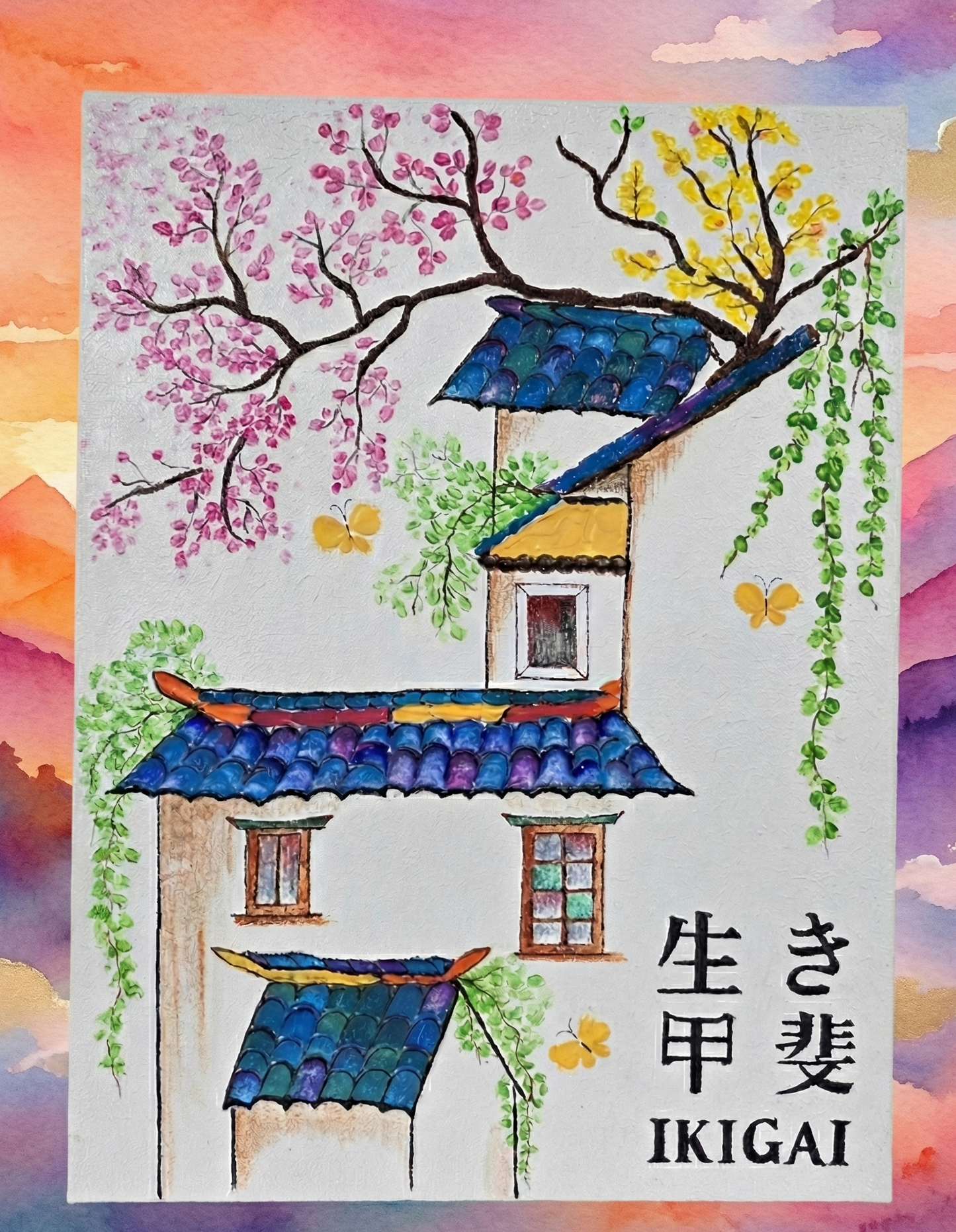 IKIGAI - Handmade Texture ART - 30X40 cm