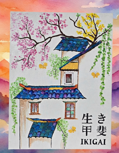 IKIGAI - Handmade Texture ART - 30X40 cm