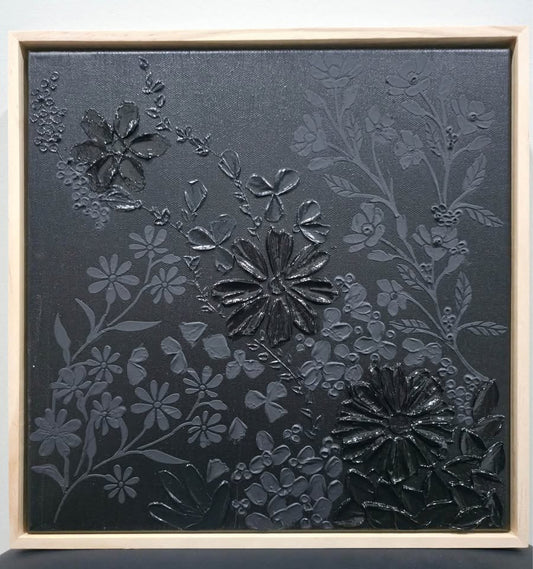 Midnight Botanica Unique textured painting - 30X30 cm