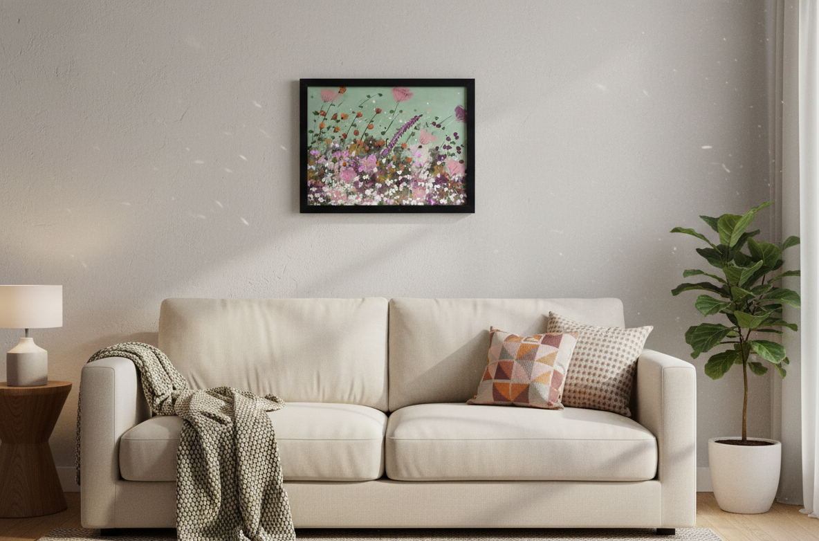 Whispering Wildflowers - Handmade Texture ART - 30X40 cm