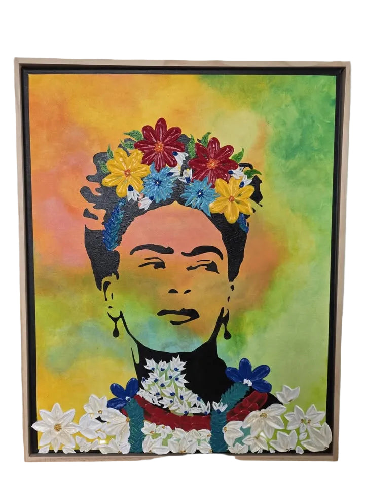 Fiery Frida- Handmade Texture ART - 30X40 cm